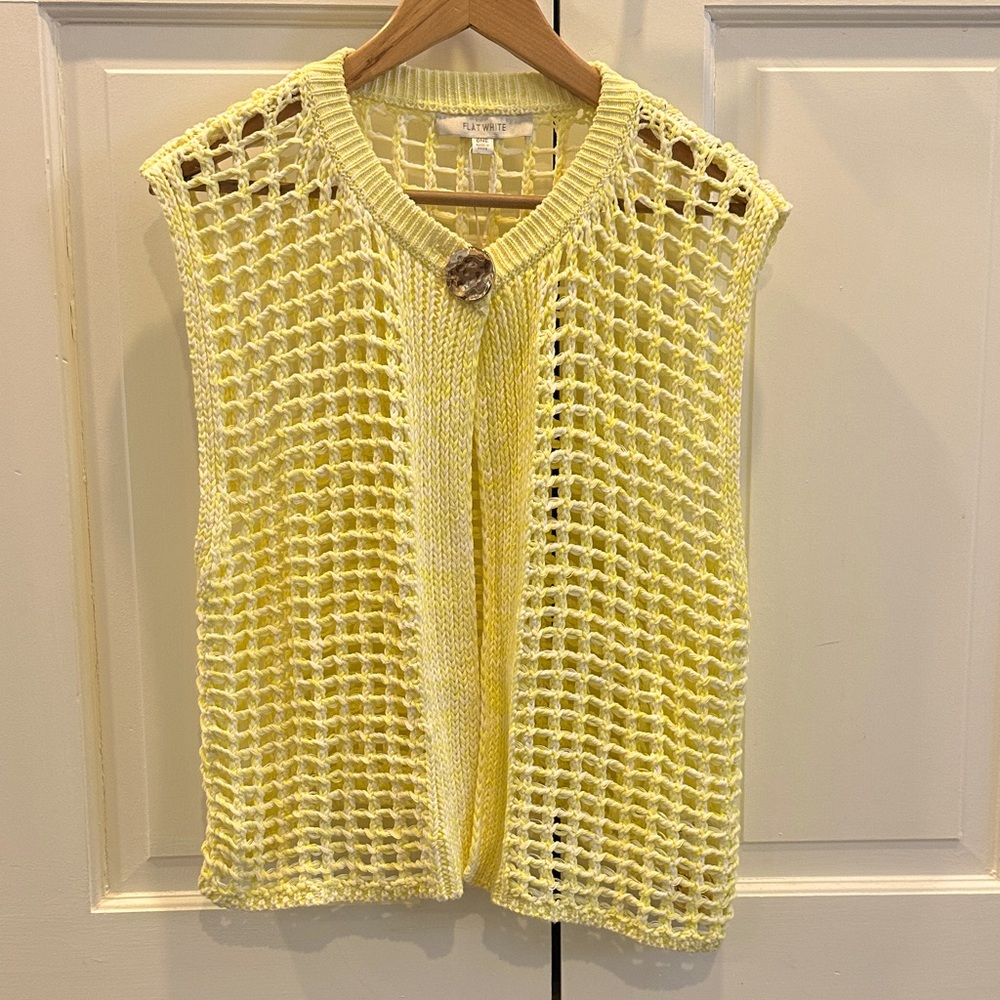 Anthropologie Flat White Vest Cardigan Sweater size 0/S